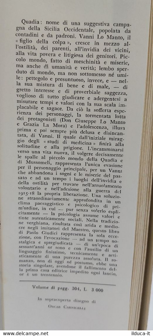 I109152 Paolo Giudici - Quadia Terra Di Mori - Ed. Sciascia 1968 - Erzählungen, Kurzgeschichten