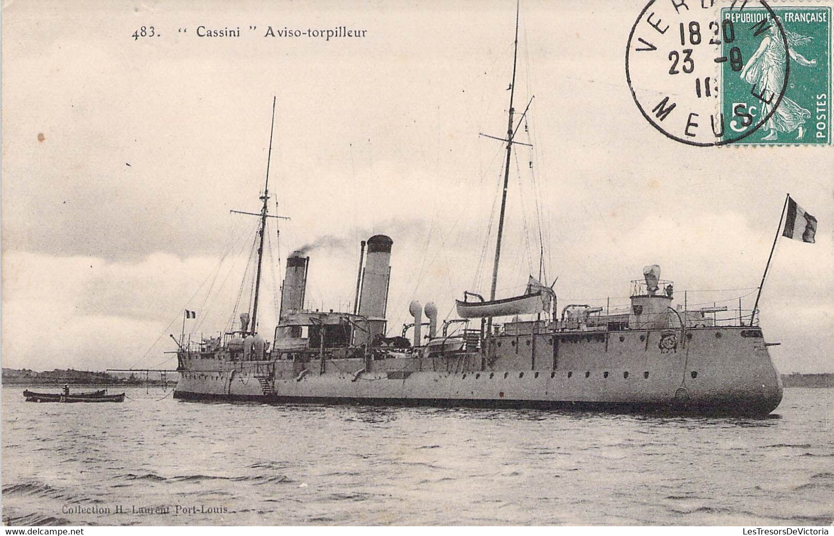 CPA Transport - Bateau - Guerre - Cassini - A Viso Torpilleur - Coll. H. Laurent - Oblitérée Verdun Et Bar Le Duc 1910 - Guerra