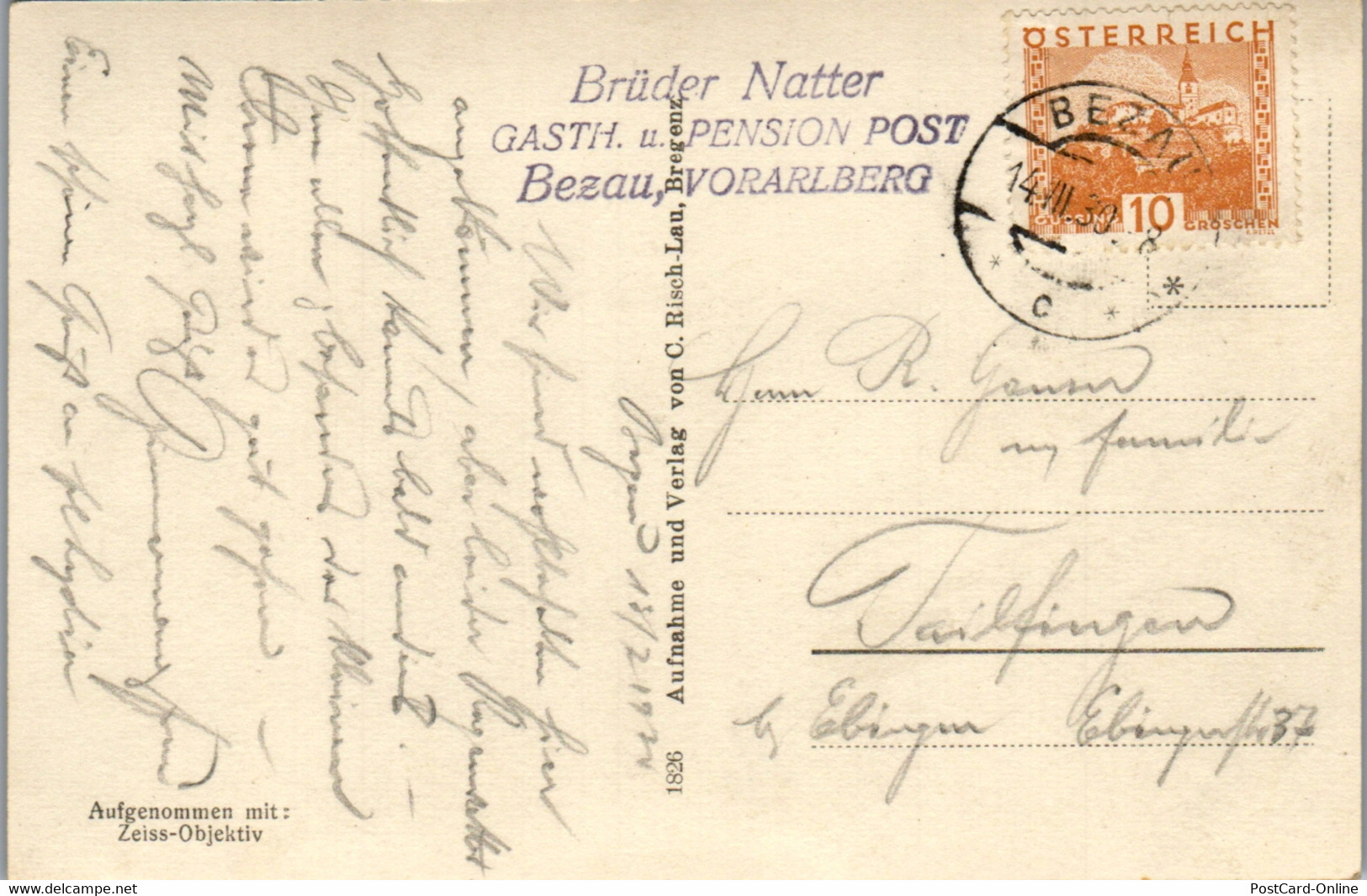 39731 - Vorarlberg - Bezau Mit Canisfluh Im Bregenzerwald - Gelaufen 1930 - Bregenzerwaldorte