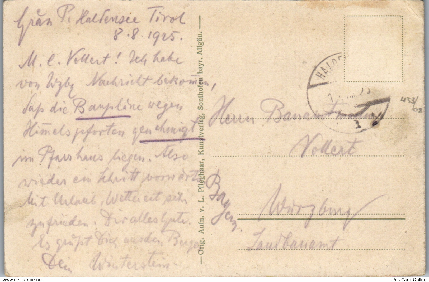 39918 - Tirol - Haldensee Mit Thannheimergruppe - Gelaufen 1925 - Tannheim