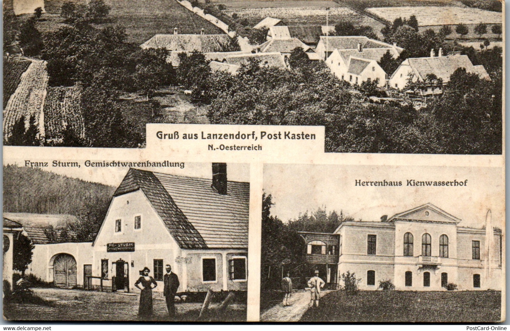 40144 - Niederösterreich - Lanzendorf , Franz Sturm Gemischtwarenhandlung , Herrenhaus Kienwasserhof - Gelaufen 1926 - Bruck An Der Leitha