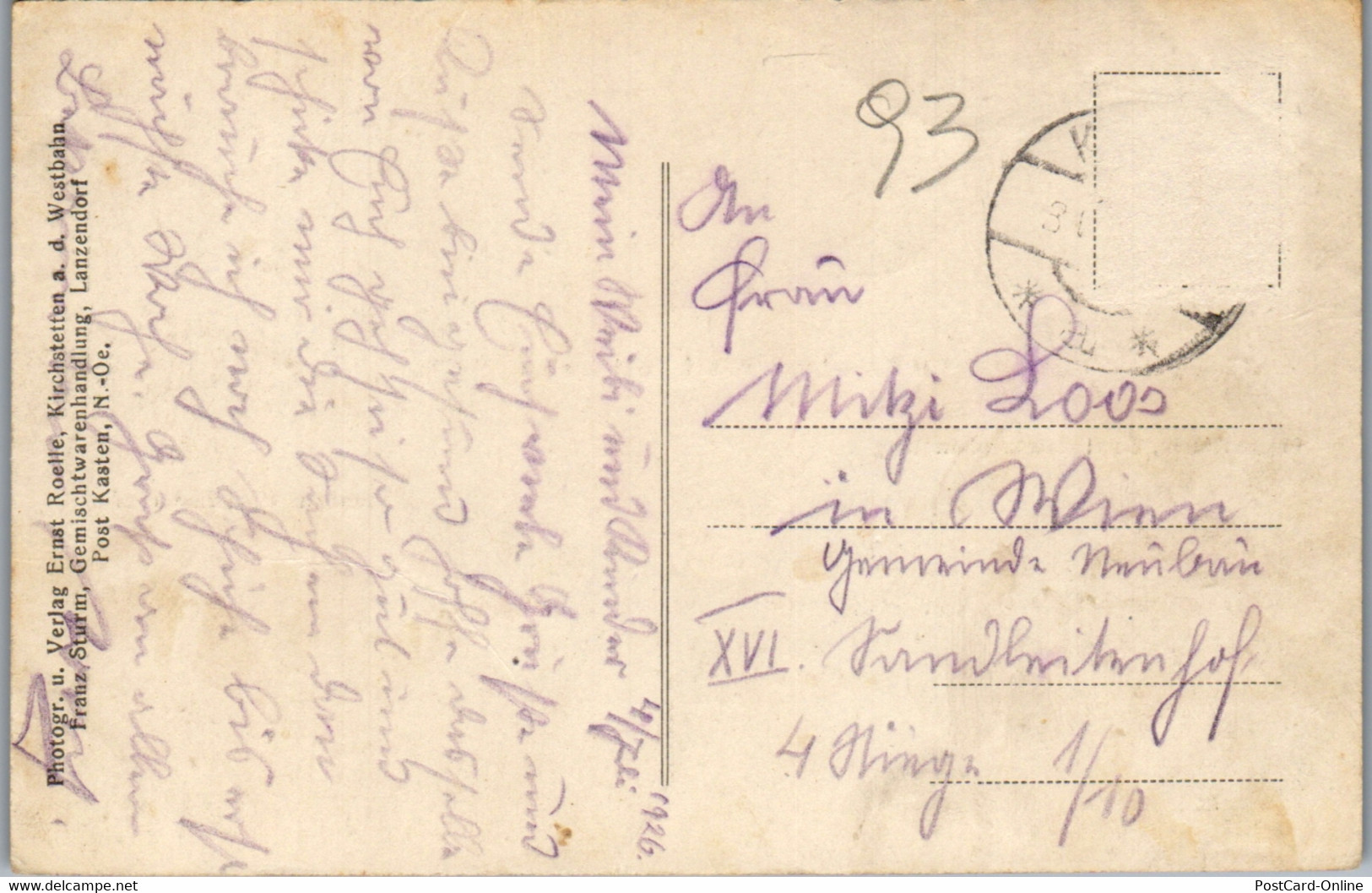 40144 - Niederösterreich - Lanzendorf , Franz Sturm Gemischtwarenhandlung , Herrenhaus Kienwasserhof - Gelaufen 1926 - Bruck An Der Leitha