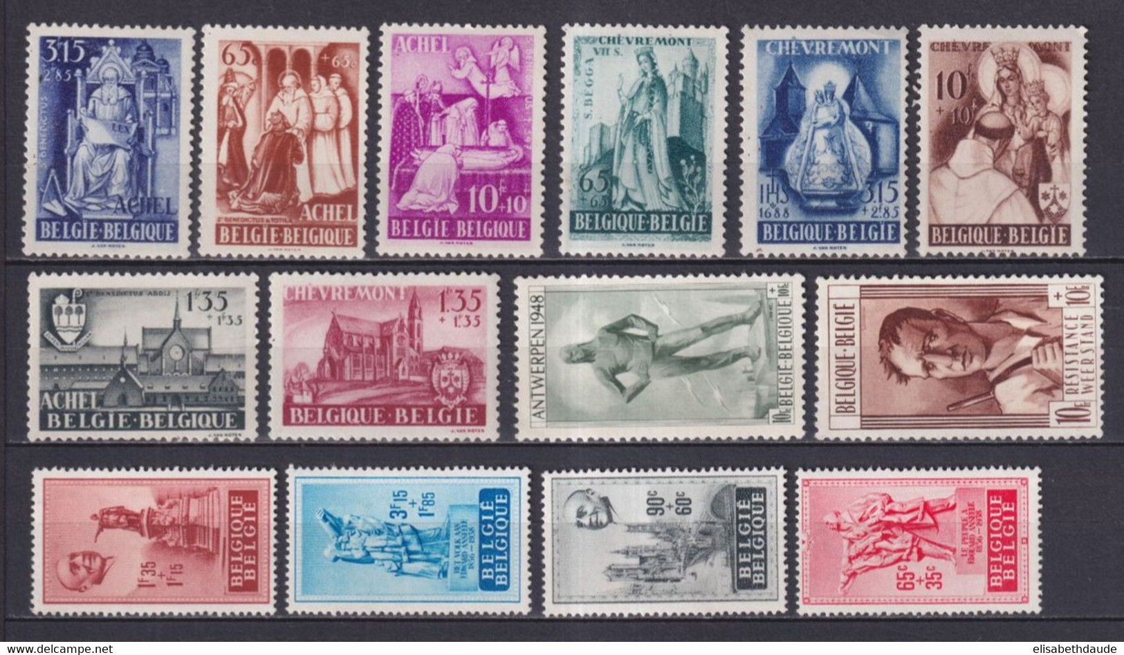 BELGIQUE - 1949 - SERIES COMPLETES YVERT N°773/786 * MLH - COTE = 80 EUR - Unused Stamps