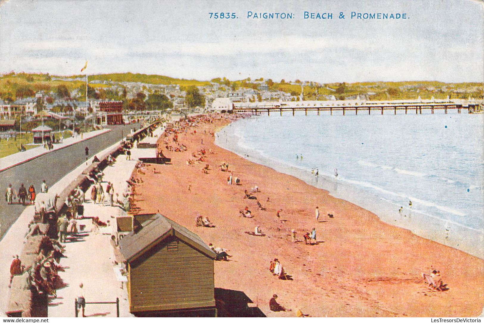 CPA Royaume Uni - Angleterre - Paignton - Beach And Promenade - Oblitérée 1942 Devon - Celesque Series - Otros & Sin Clasificación
