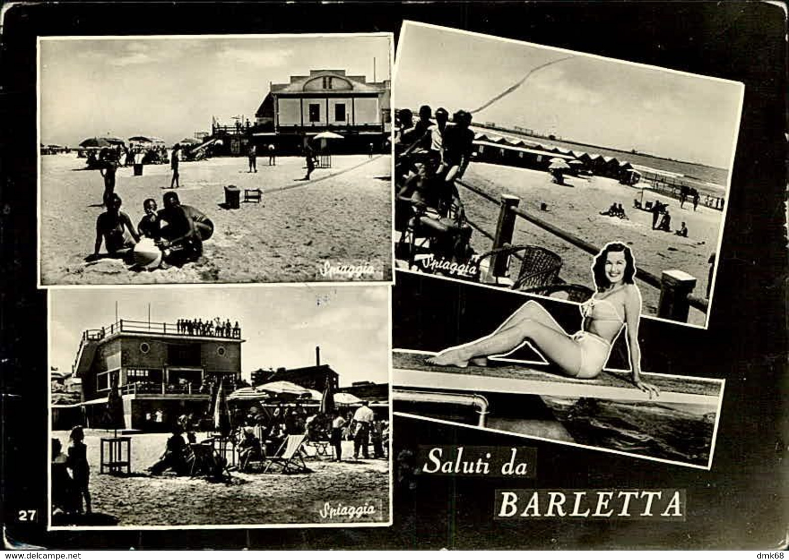 BARLETTA - SALUTI / VEDUTINE - SPIAGGIA / PIN UP - EDIZ. VITTORINI - SPEDITA 1960 (12926) - Barletta