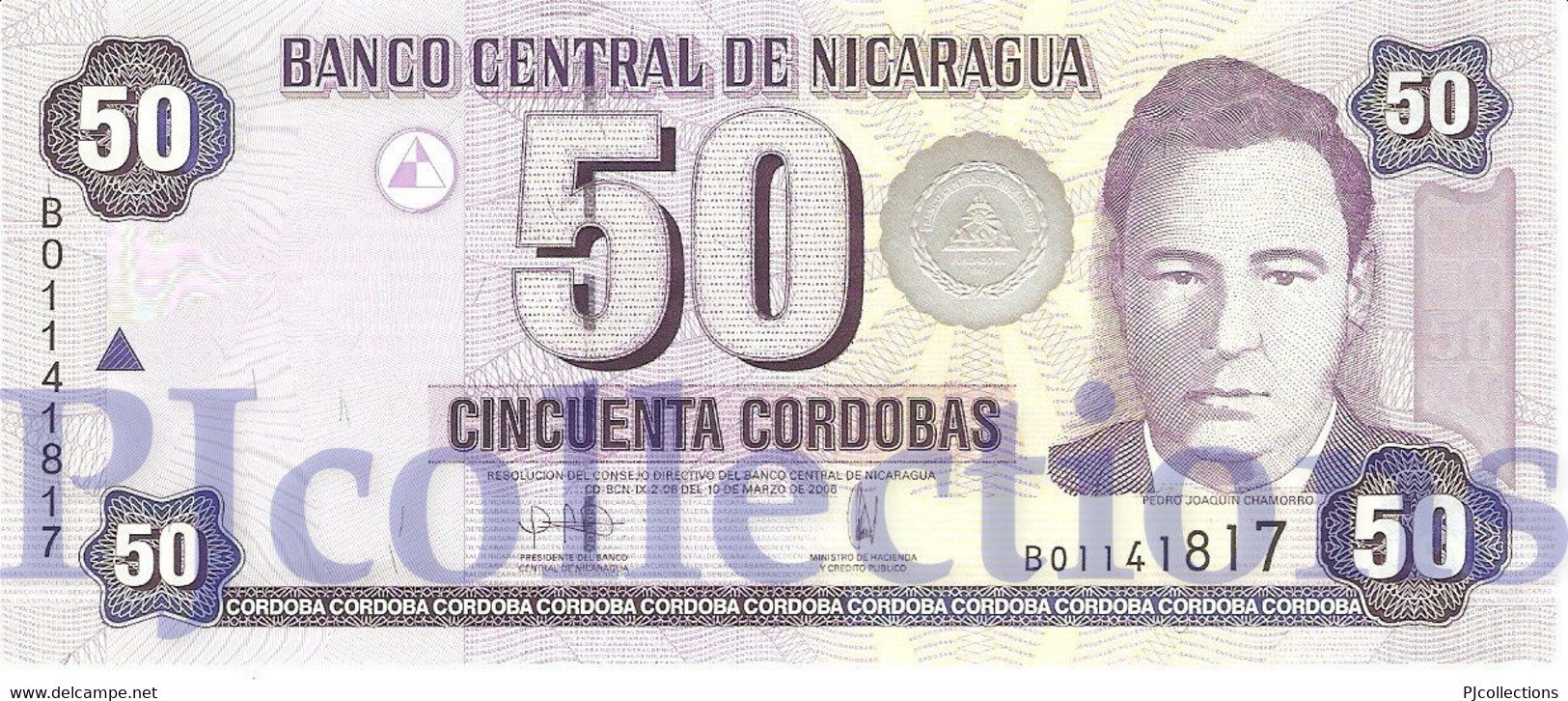 NICARAGUA 50 CORDOBAS 2006 PICK 198 UNC RARE - Nicaragua