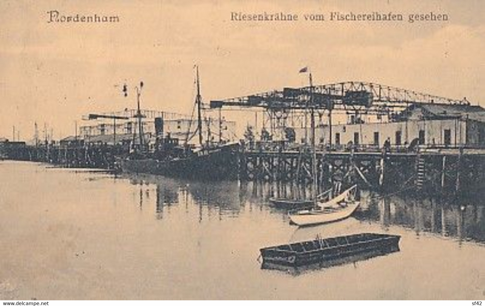 NORDENHAM          RIESENKRAHNE VOM FISCHEREIHAFEN GESEHEN - Nordenham