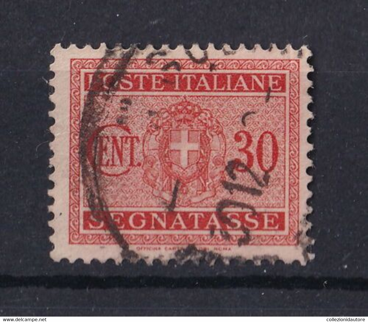 REGNO D'ITALIA 1934 - SEGNATASSE DA 30 CENTESIMI ARANCIO USATO - FILIGRANA CAPOVOLTA - Andere & Zonder Classificatie