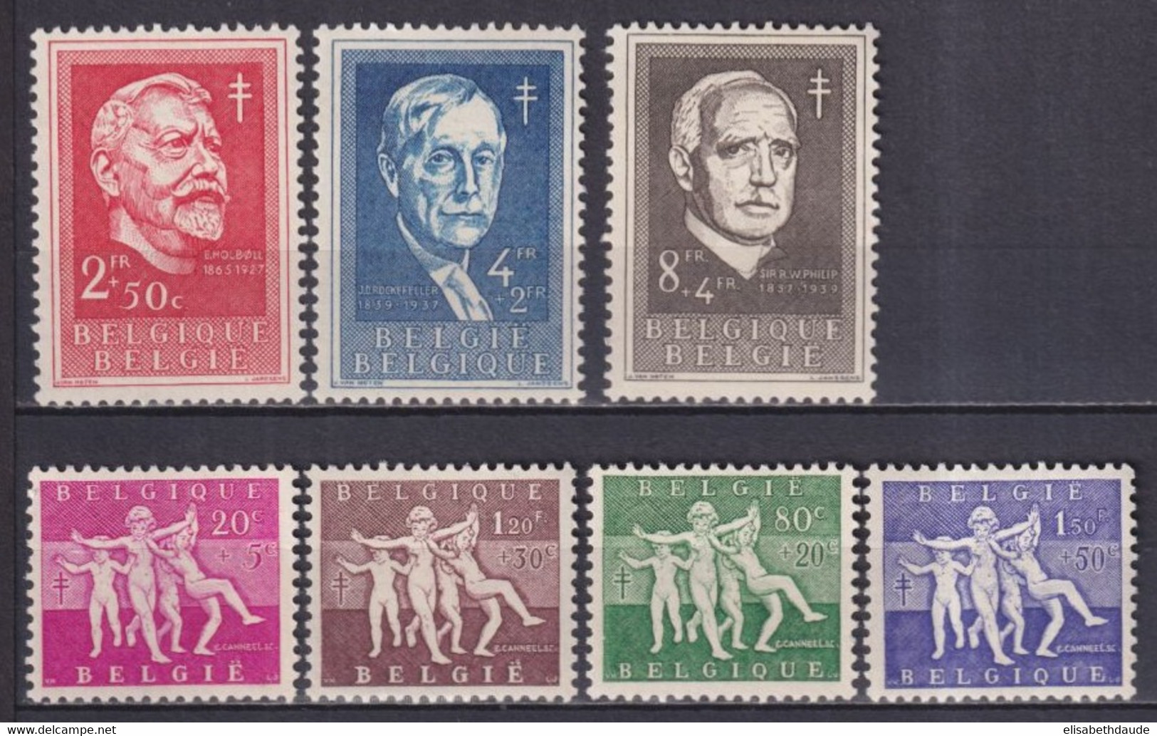 BELGIQUE - 1955 - SERIE COMPLETE YVERT N°979/985 ** MNH - COTE = 67 EUR - Nuovi