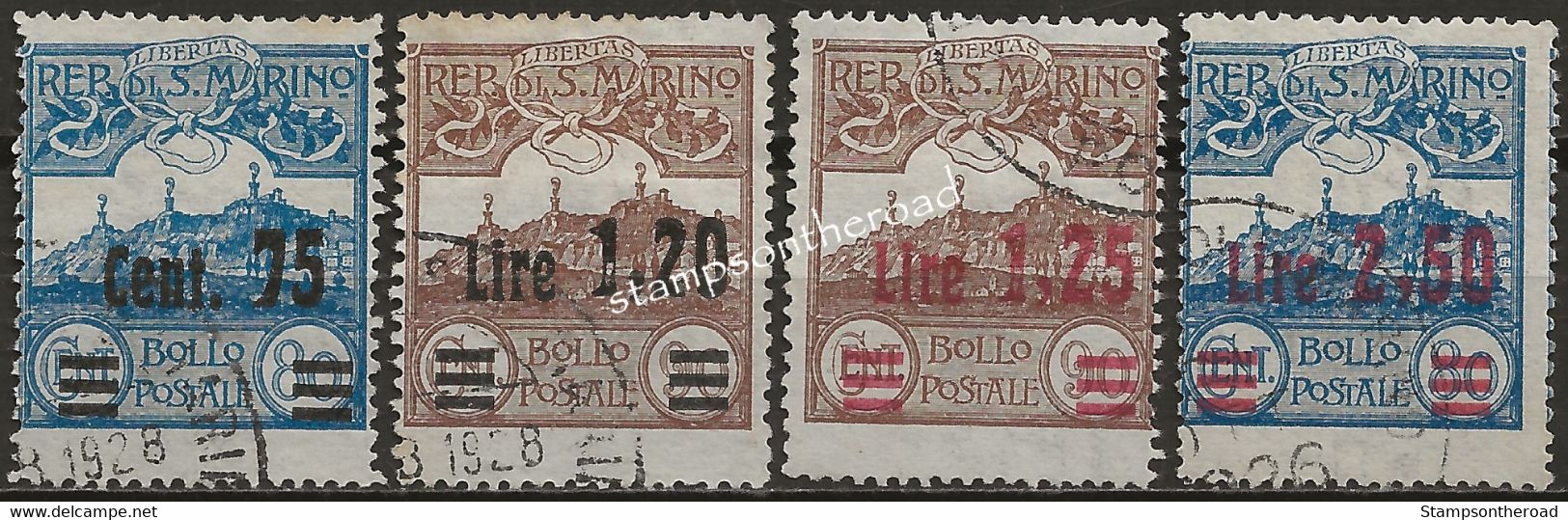 SM119-122U - San Marino 1926, Sassone Nr. 119/122, Serie Completa Di 4 Francobolli Usati Per Posta - Oblitérés