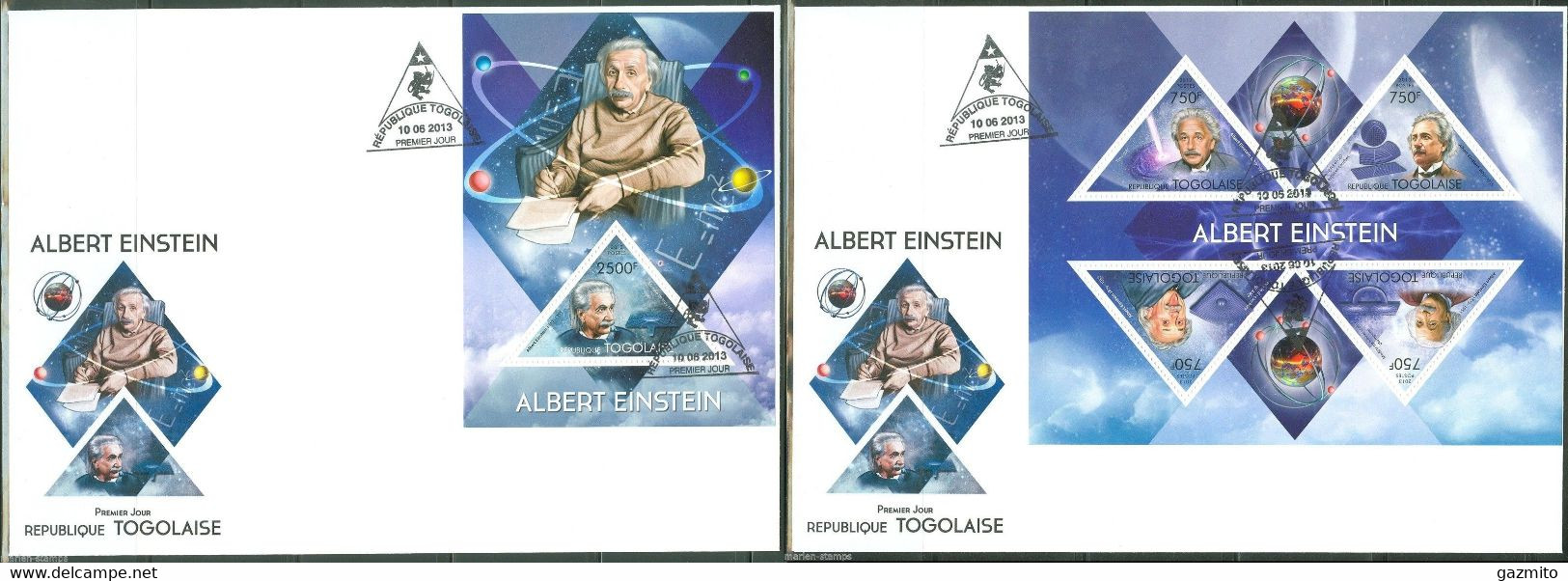 Togo 2013, A. Einstein, 4val In BF +BF In 2FDC - Albert Einstein