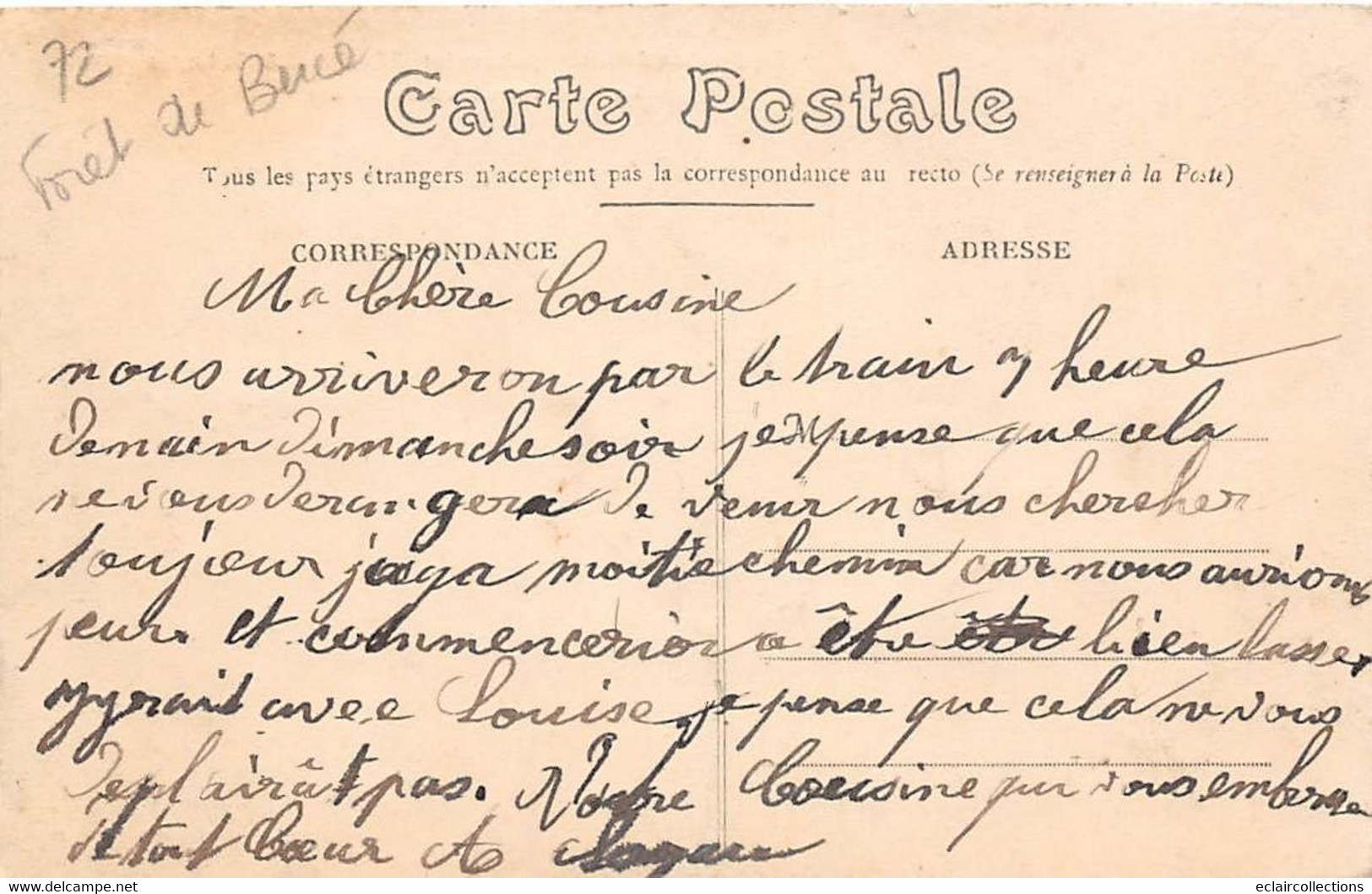 Bercé   72     La Forêt   Chasse à Courre.  M.Le Comte D'Andigné Et Baron De Layre  Equipage Champchevrier  (voir Scan) - Autres & Non Classés