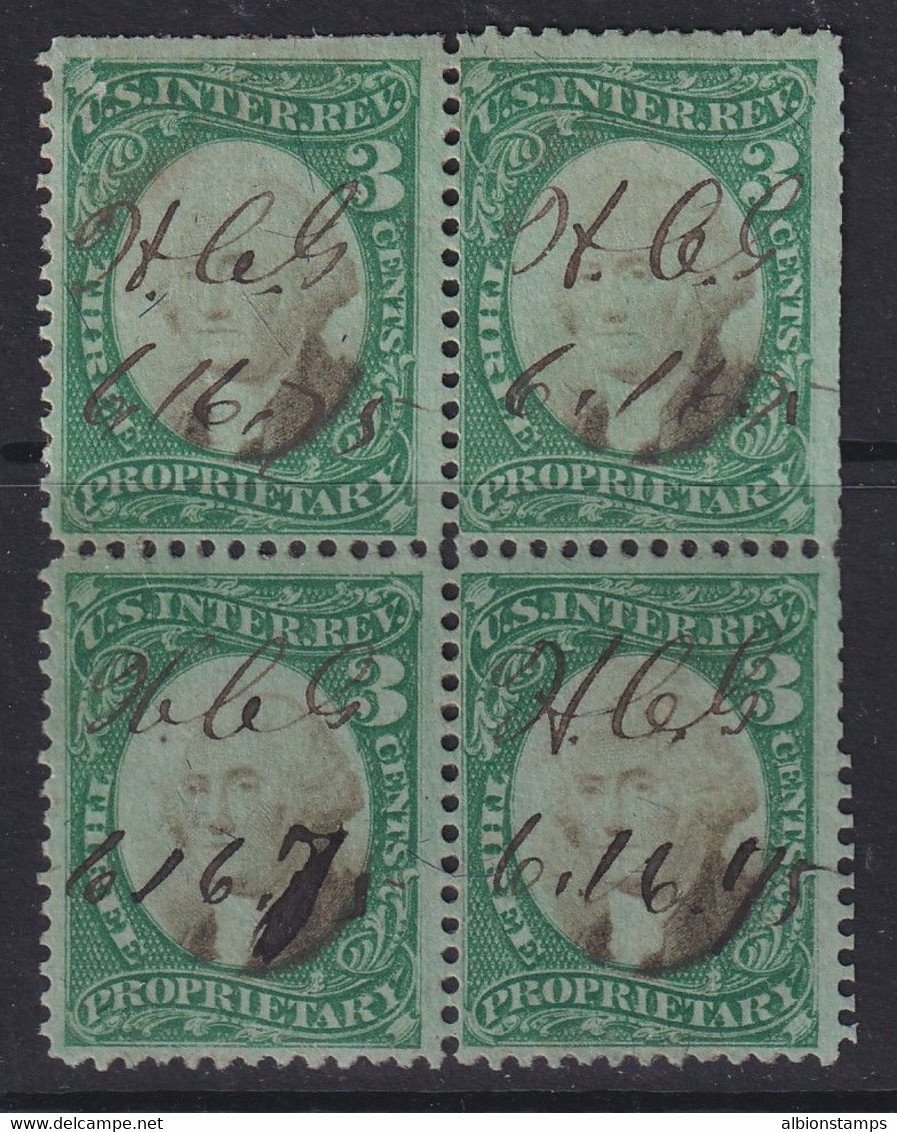 United States, Scott RB3b, Used Block Of Four, Few Cut Perfs - Revenues