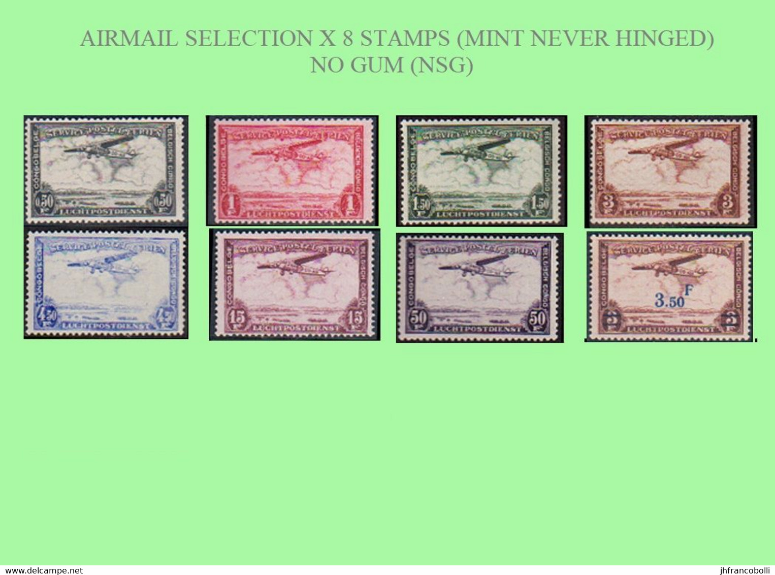 1934+6 ** BELGIAN CONGO / CONGO BELGE = COB MNH NSG PA 7/17 AIRMAIL ( X 8 Stamps ) NO GUM [missing PA12+14+16] - Nuevos