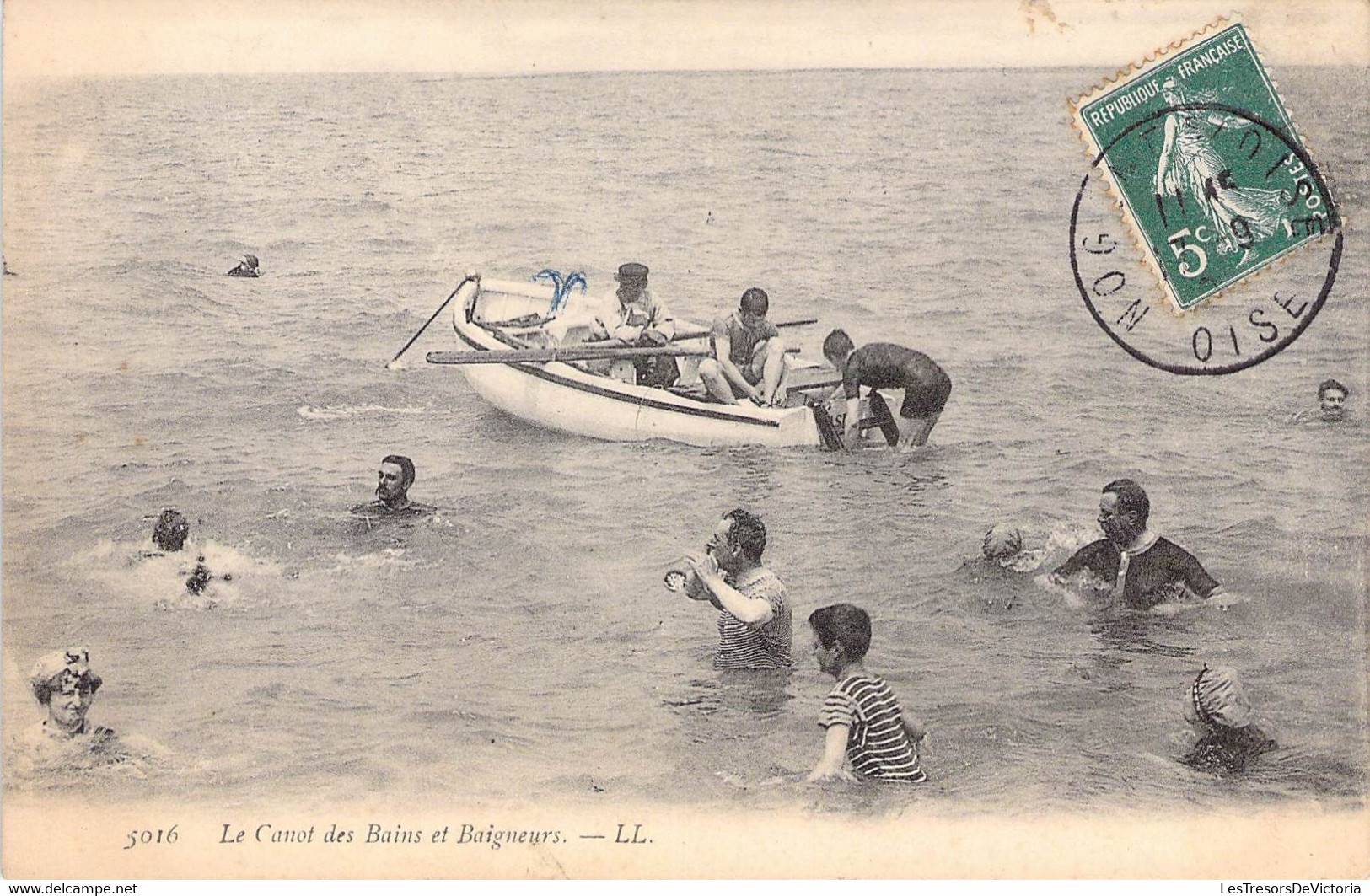 CPA France - Nord - Le Canot Des Bains Et Baigneurs - L. L. - Oblitérée Oise Et Haute Marne 18 Août 1907 - Animée - Other & Unclassified