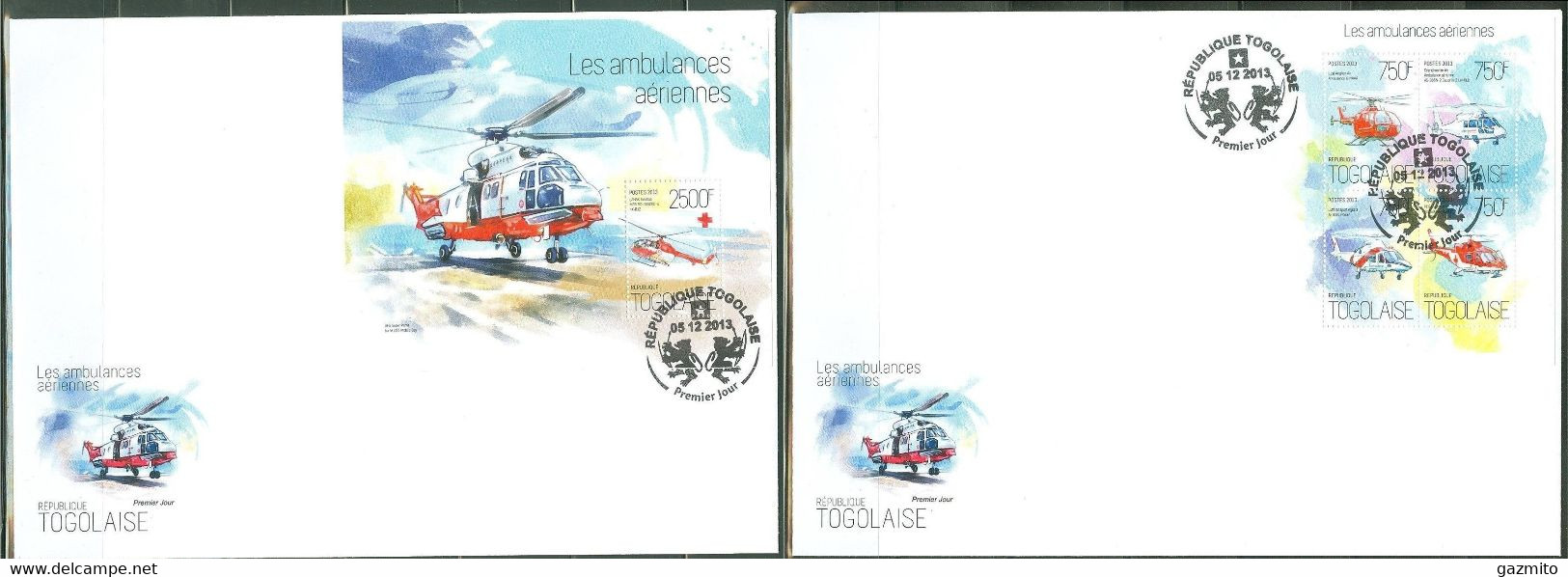 Togo 2013, Helicopter Ambulance, 4val In BF +BF In 2FDC - First Aid