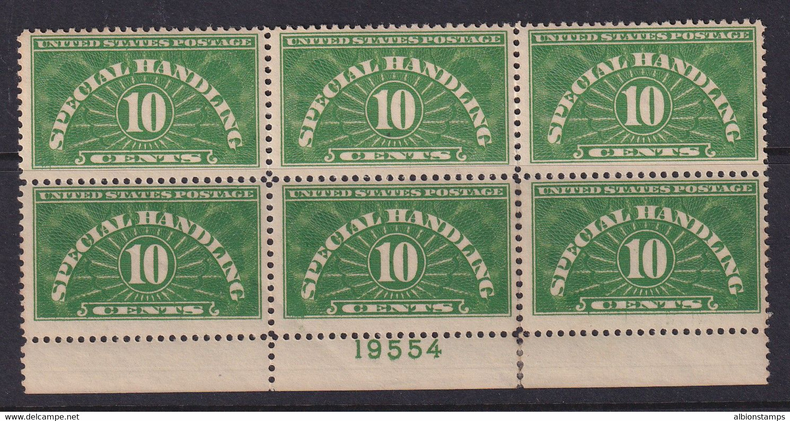 United States, Scott QE1, MHR Plate Block Of Six (minor Splitting) - Reisgoedzegels