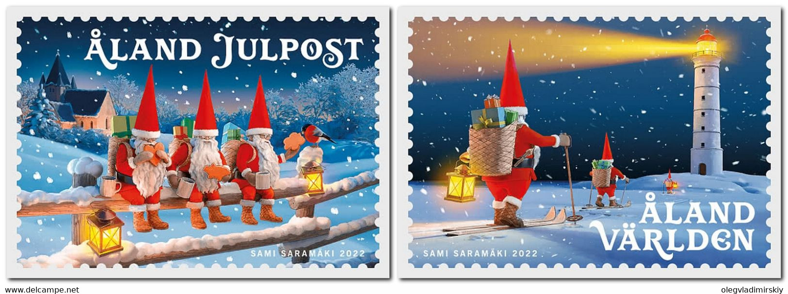 Aland Islands Åland Finland 2022 Christmas Set Of 2 Stamps - Ongebruikt