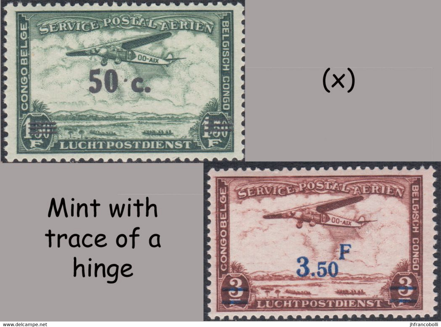 1936 ** BELGIAN CONGO / CONGO BELGE = COB MH PA 16/17 AIRMAIL ( X 2 Stamps )  WITH OVERPRINT - Nuevos