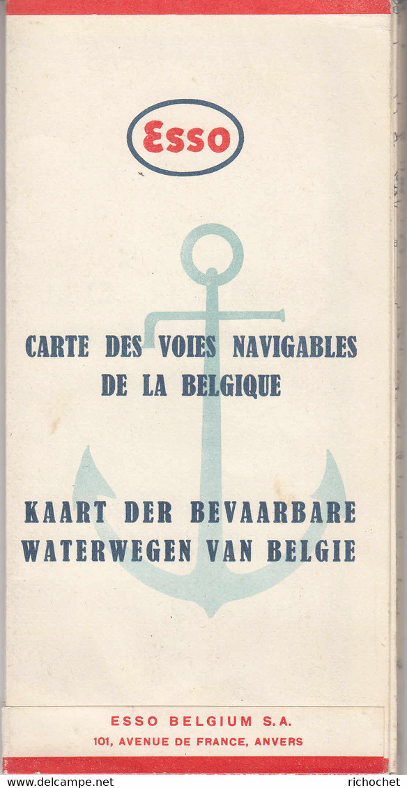 ESSO - Carte Des Voies Navigables De La Belgique - Kaart Der Bevaarbare Waterwegen Van België - Seekarten