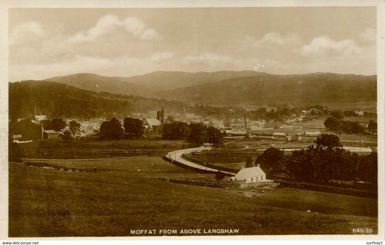 DUMFRIES - MOFFAT FROM ABOVE LANGSHAW RP Dum61 - Dumfriesshire