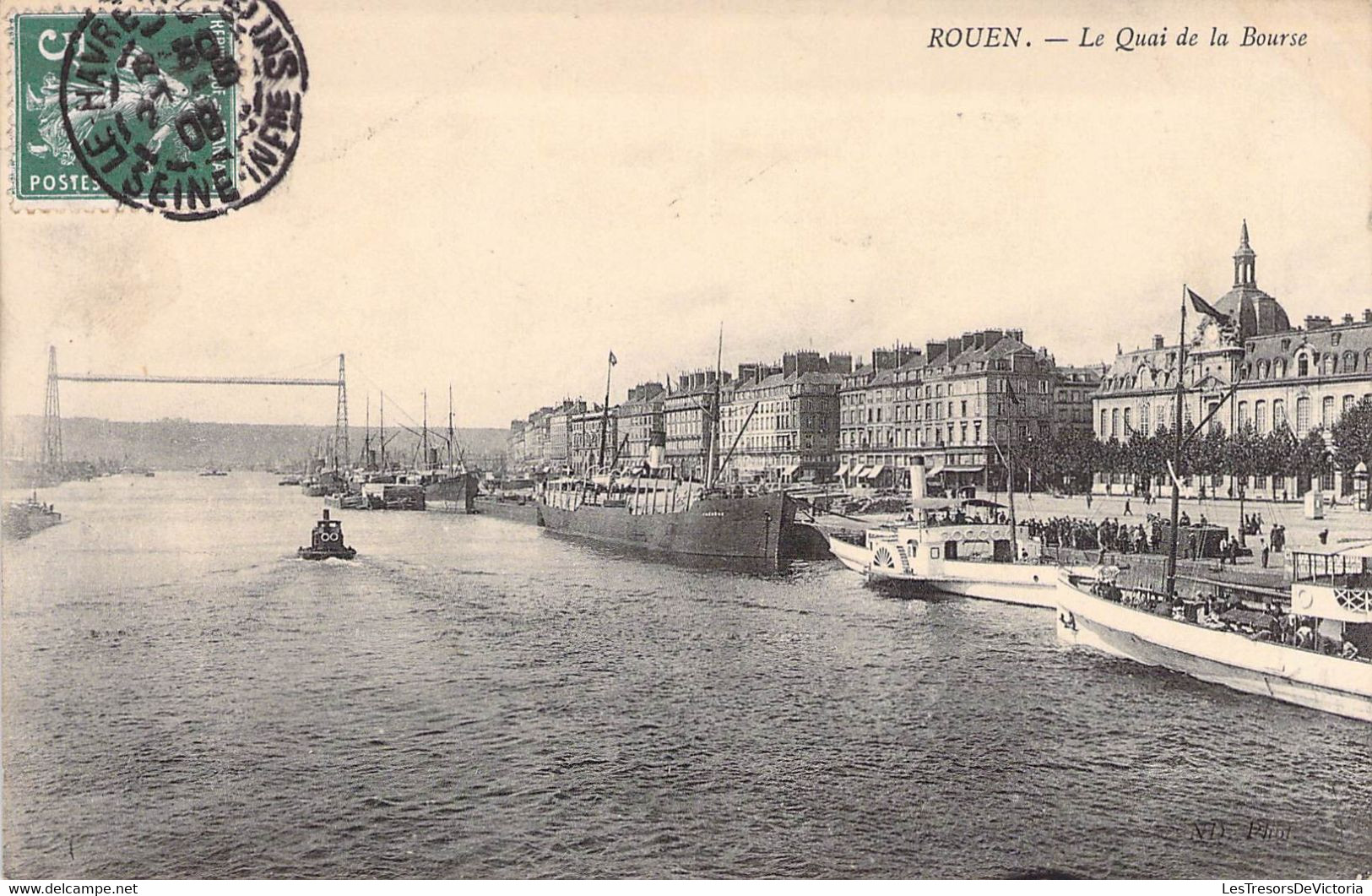 CPA France - Seine Maritime - Rouen - Le Quai De La Bourse - Oblitérée 1909 Seine Inférieure - Bateau - Rivière - Rouen