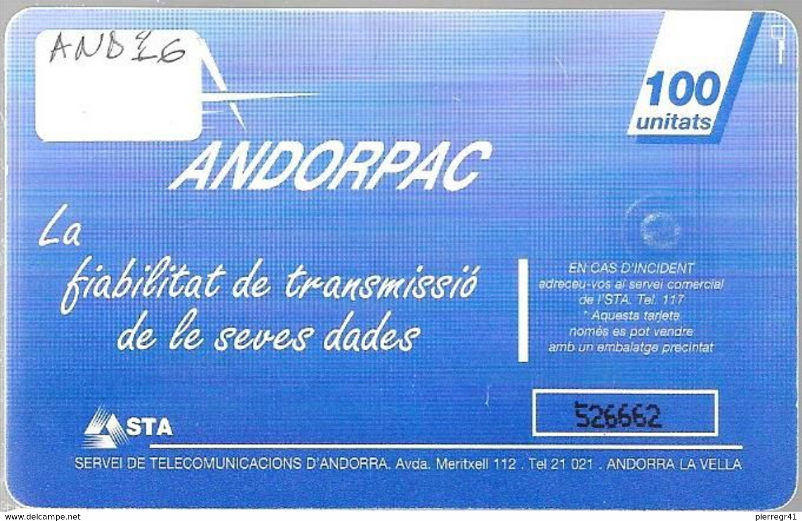 CARTE-PUCE-ANDORRE-100U-AND26-GEMB-Sans 2é Logo--06/95-NARCISSES JAUNES-N° Série 526662-Utilisé-TBE - Andorre