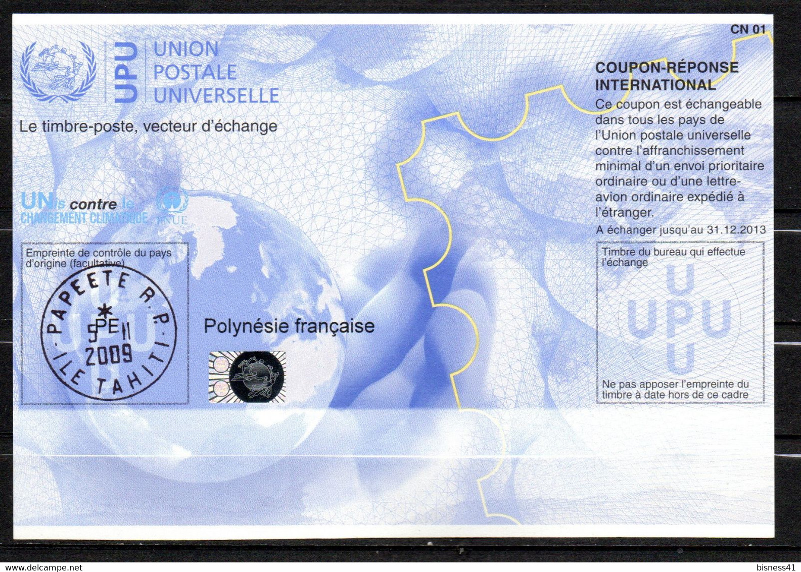 Tahiti  2009 Coupon Réponse  International  Neuf XX MNH - Tahiti