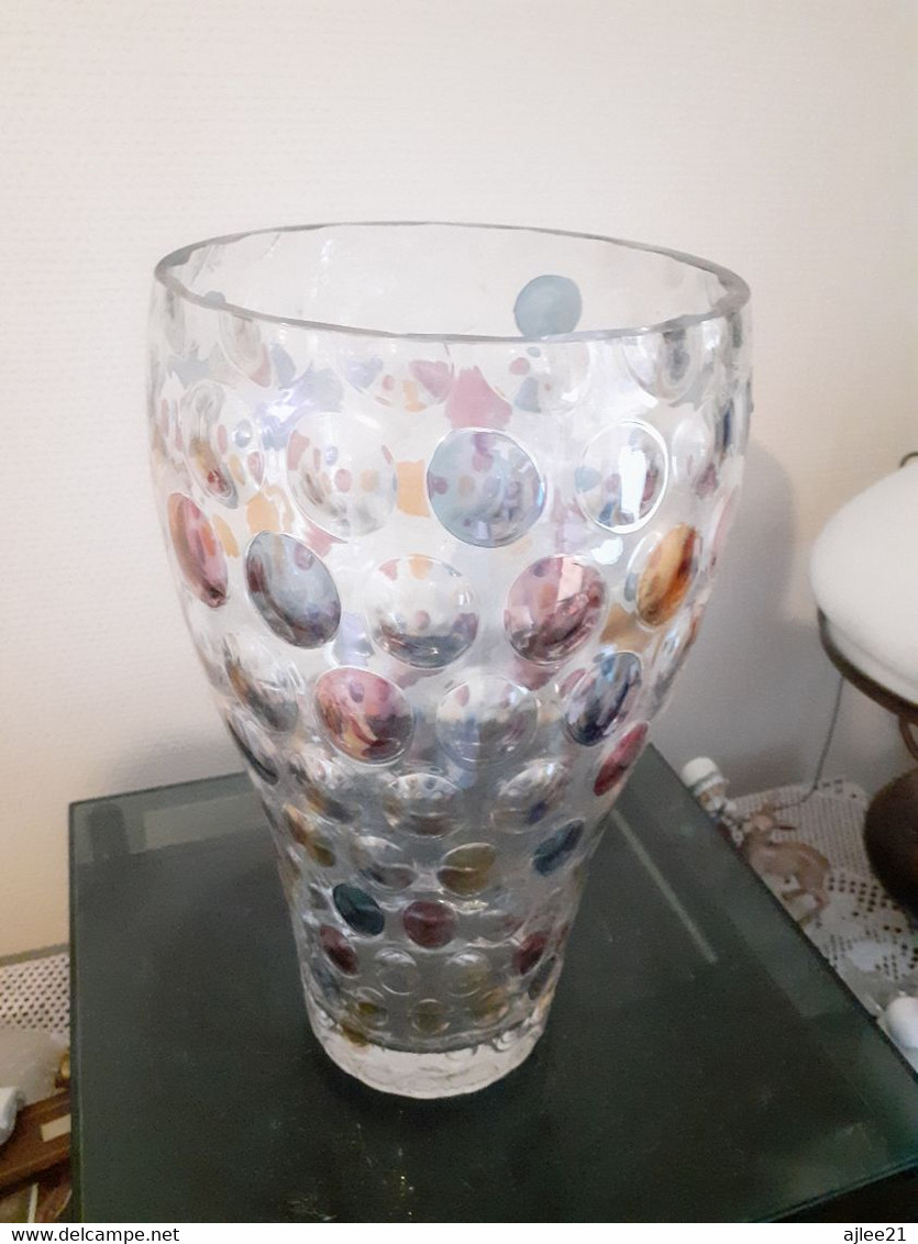 Vase optique/ bonbonniere vintage. Bosk Sklo. Czech glass.