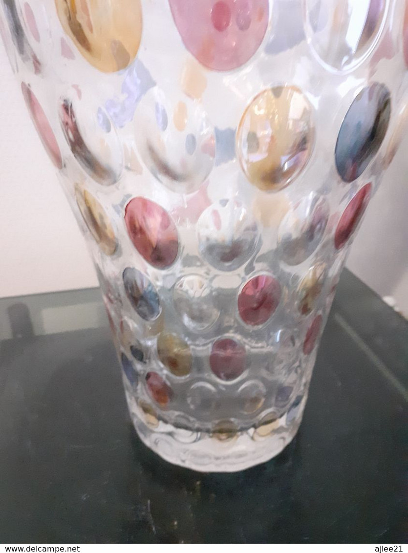 Vase optique/ bonbonniere vintage. Bosk Sklo. Czech glass.