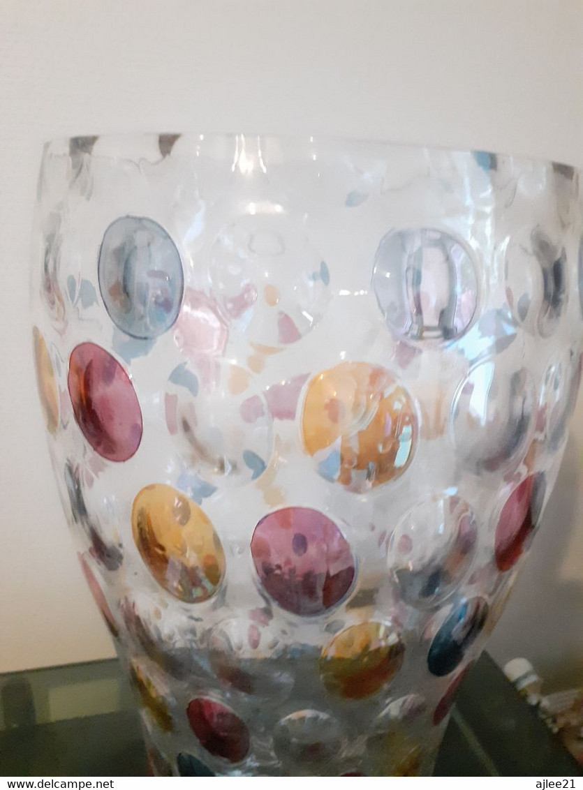 Vase optique/ bonbonniere vintage. Bosk Sklo. Czech glass.