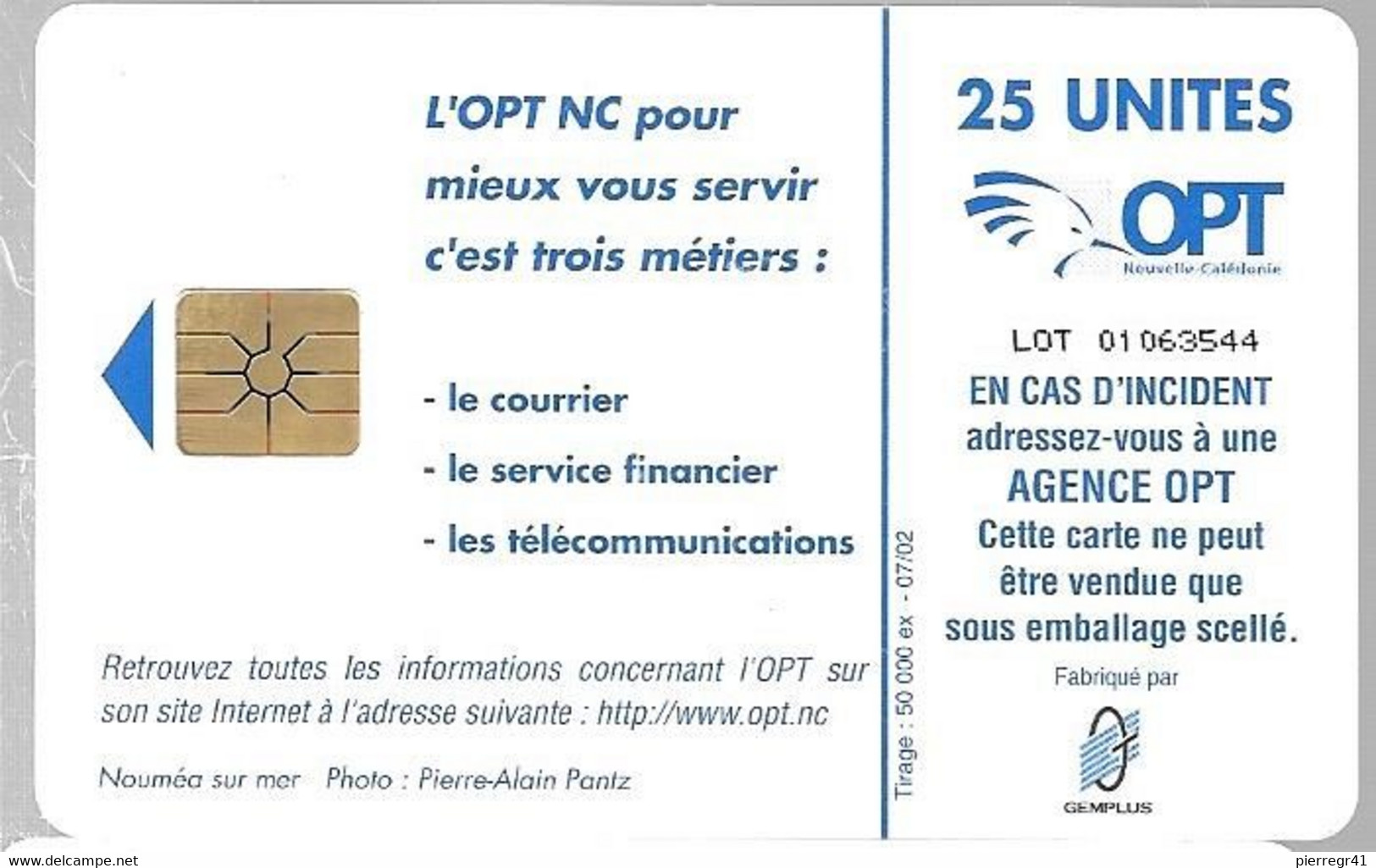 CARTE-PUCE-NOUVELLE CALEDONIE-NC102a-25U-10/02-GemA-NOUMEA-Le KIOSQUE--UTILISE-TBE - Nouvelle-Calédonie