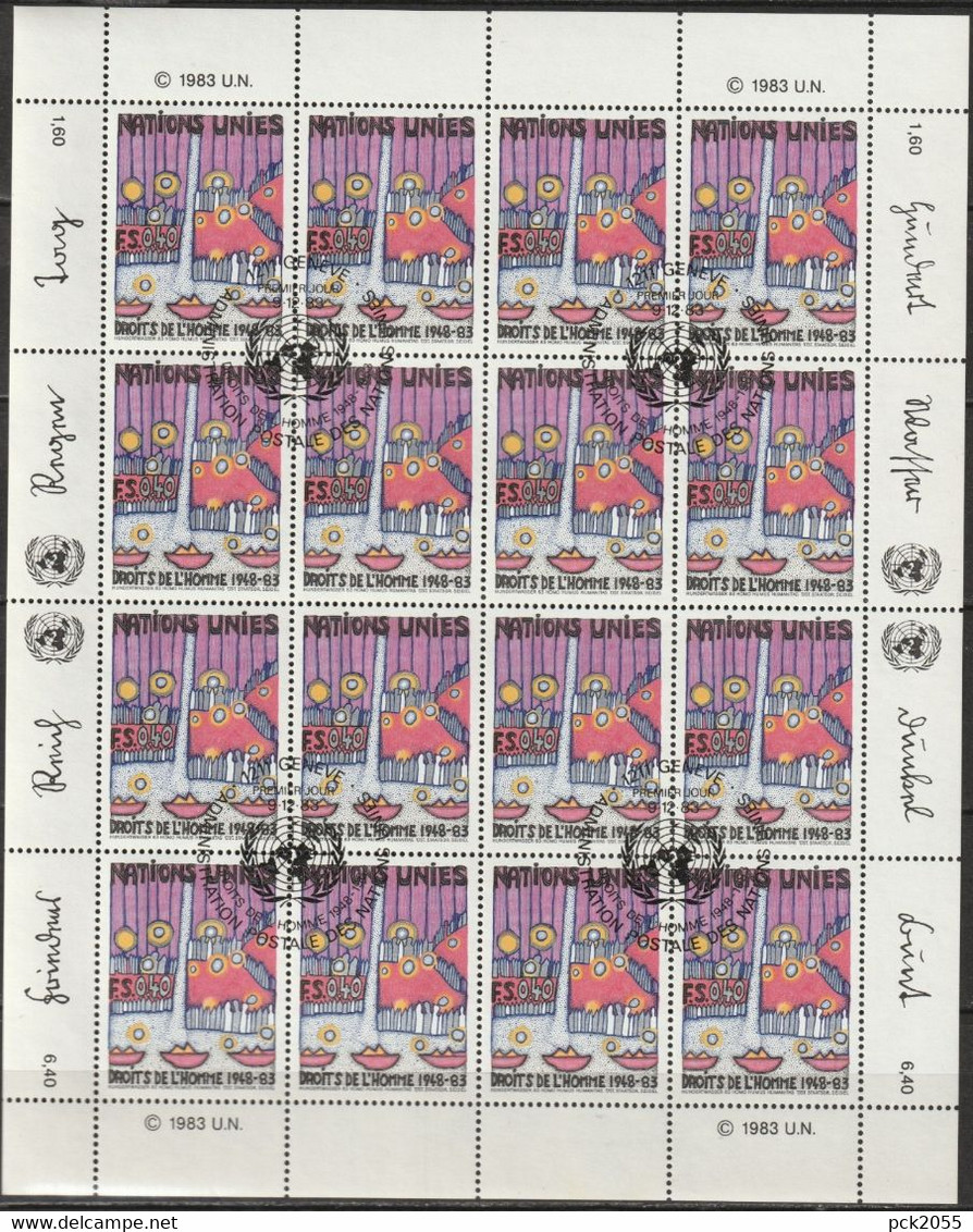 UNO Genf 1983 MiNr.117 - 118 O Gestempelt Bogensatz 35 Jahre Erklärung Der Menschenrechte ( Dg 317 ) - Used Stamps