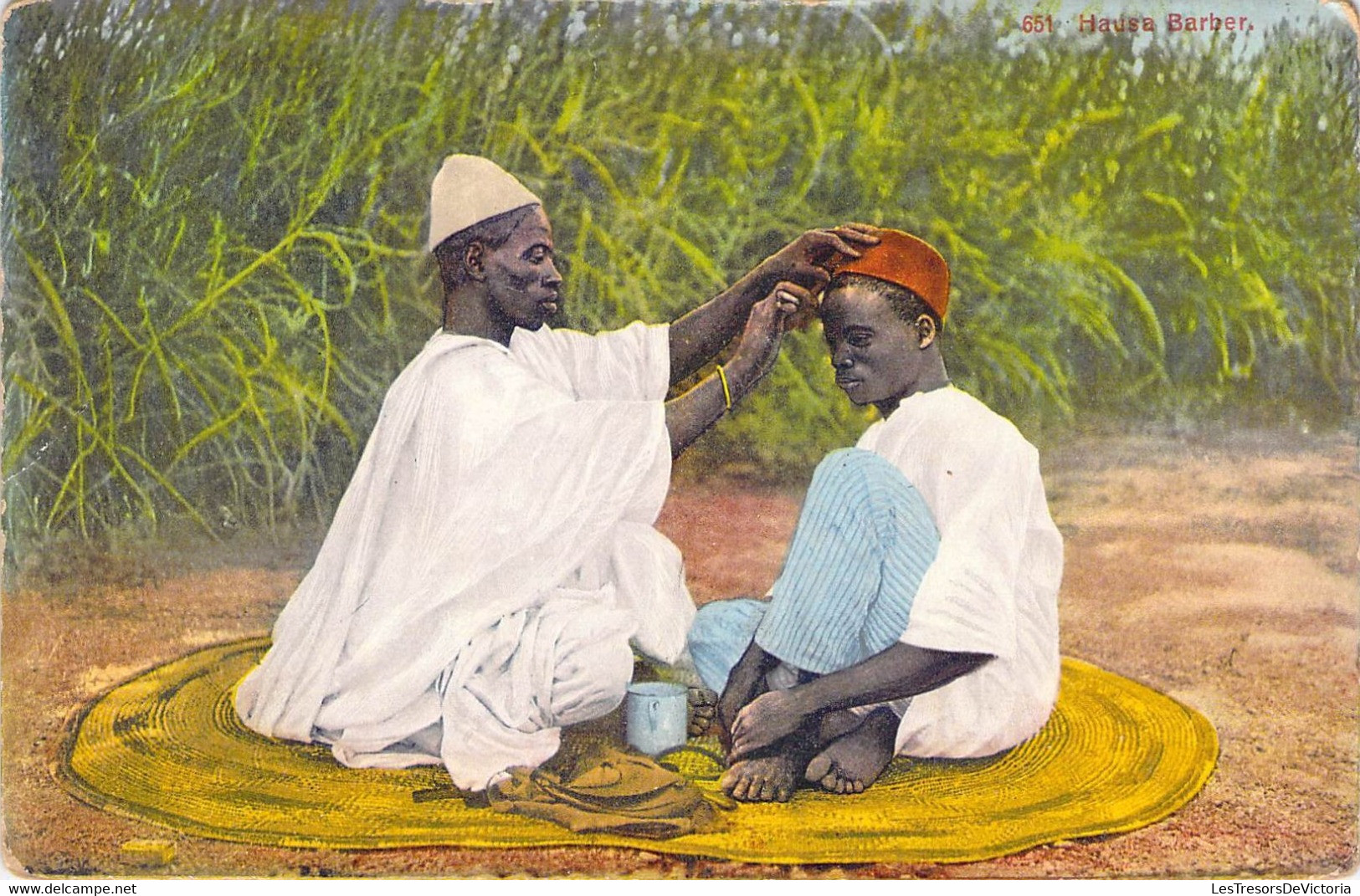 CPA Afrique - Nigéria - Hausa Barber - C. M. S. Bookshop Lagos - Illustration - Colorisée - Travail - Métier - Nigeria