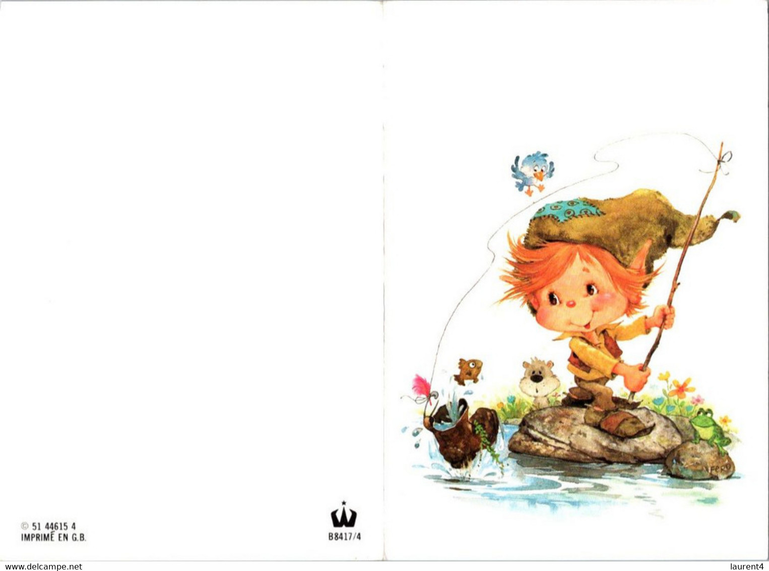 (2 M 23) (M+S) France ? - (folded Card) Boy Fishing - Jeune Pêcheur (birthday) - Pêche