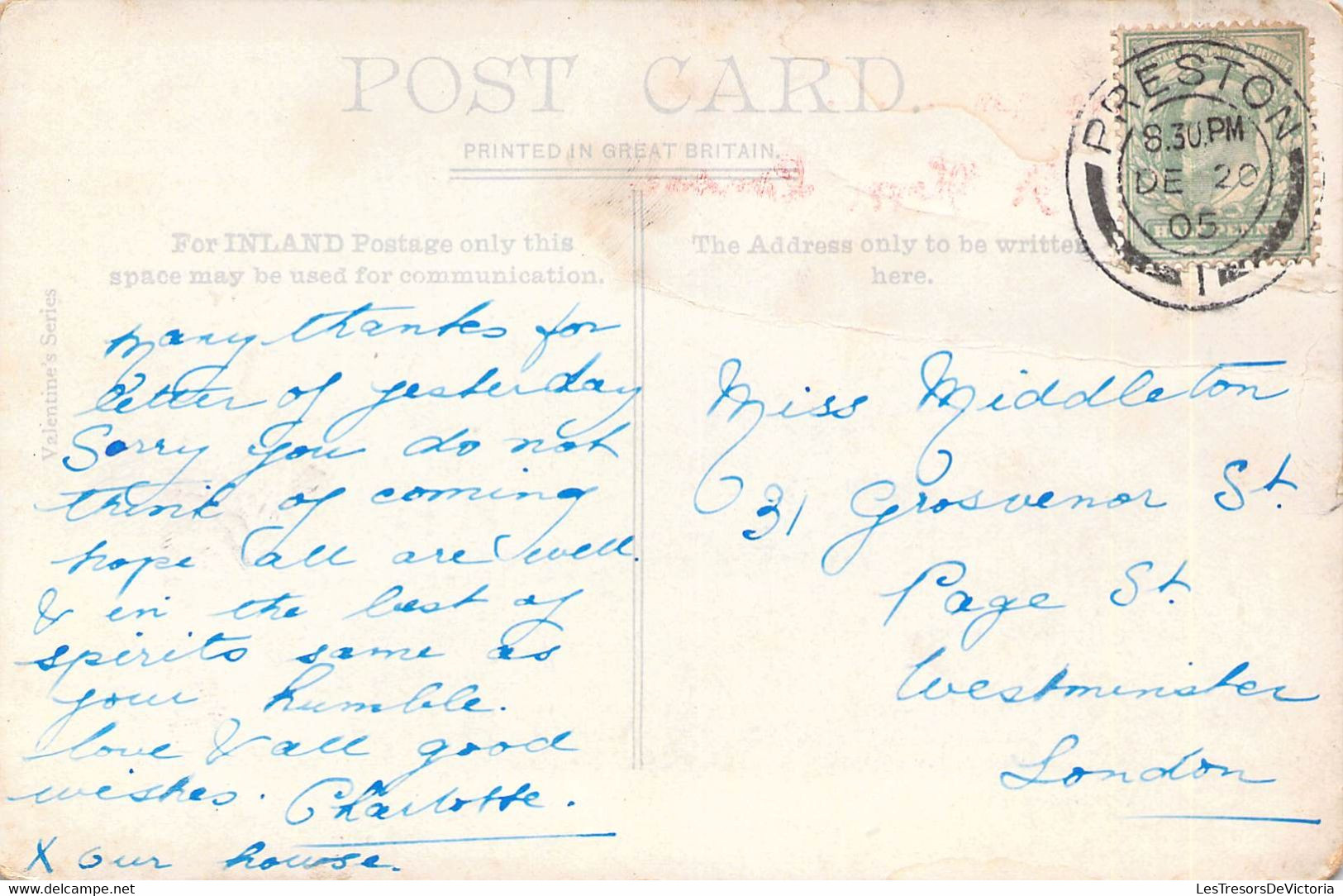 CPA Royaume Uni - Angleterre - Lancashire - Park Hotel - Preston - Wishing You A Happy Christmas - Oblitérée 1905 - Other & Unclassified