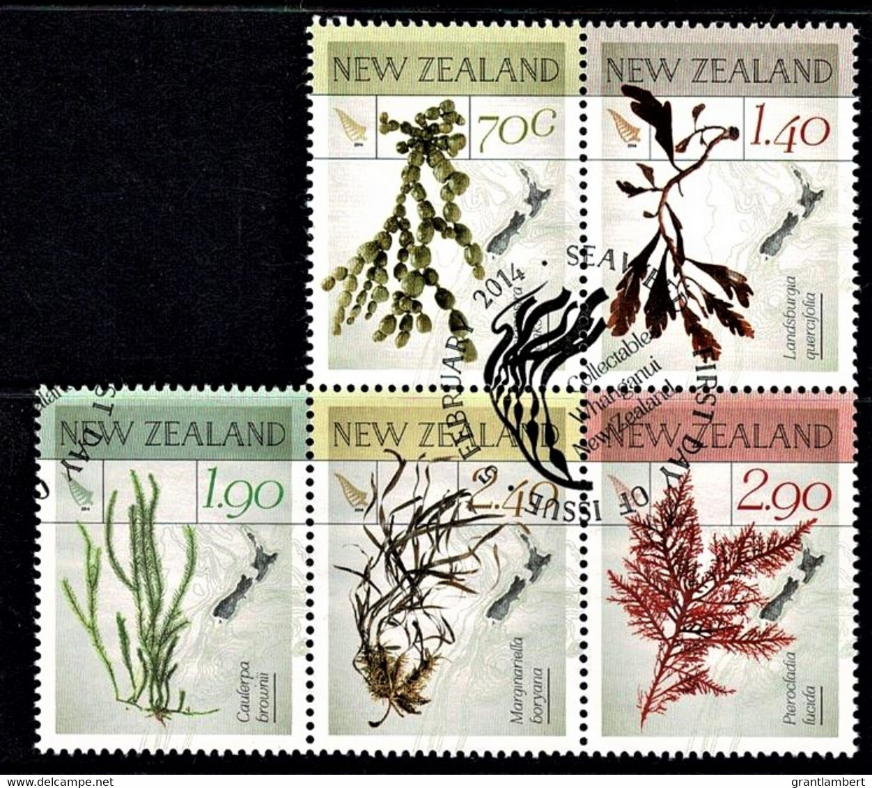 New Zealand 2014 Native Seaweeds Set As Block Of 5 Used - Gebraucht