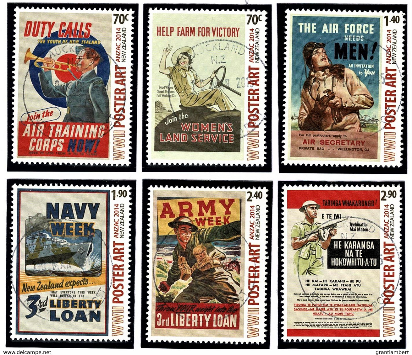 New Zealand 2014 World War II Poster Art Set Of 6 Used - Used Stamps