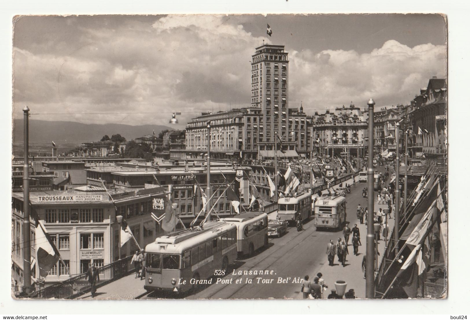 LAUSANNE  LE GRAND  PONT ET LA TOUR  BEL AIR   CARTE  CIRCULEE - Torquay