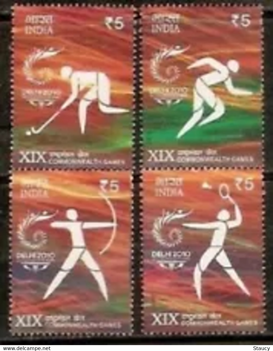 India 2010 Commonwealth Games Sports Archery Hockey Badminton 4v SET MNH, P.O Fresh & Fine - Sonstige & Ohne Zuordnung