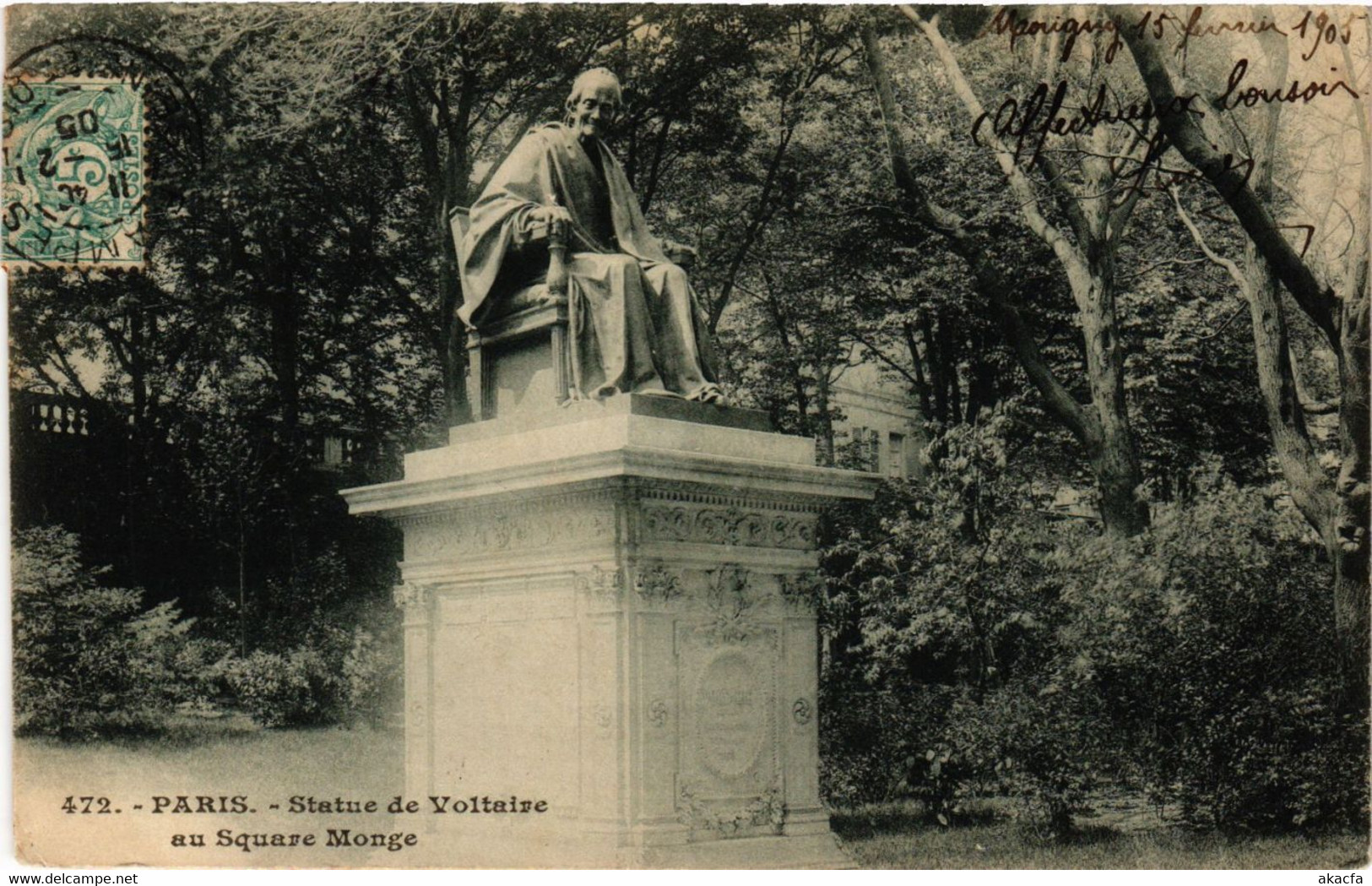 CPA Paris 5e-Statue De Voltaire Au Square Monge (323721) - Statues