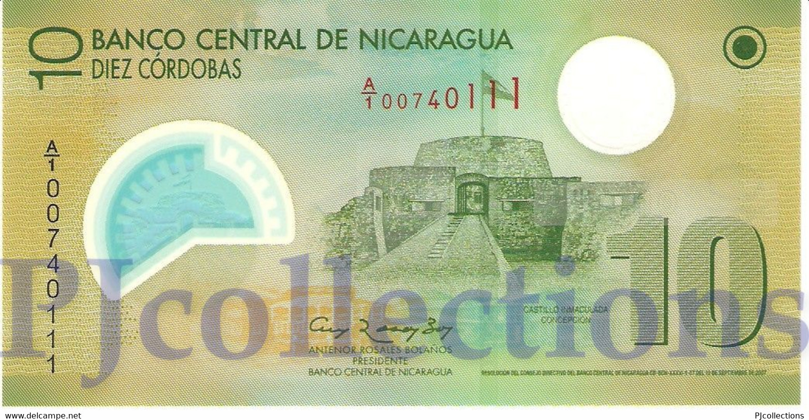 NICARAGUA 10 CORDOBAS 2007 PICK 201a POLYMER UNC - Nicaragua