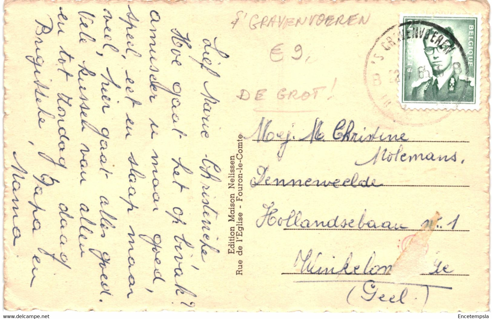 CPSM  Carte Postale Belgique Fouron Le Comte Pensionnat Des Ursulines  La Grotte 1965   VM59180 - Voeren