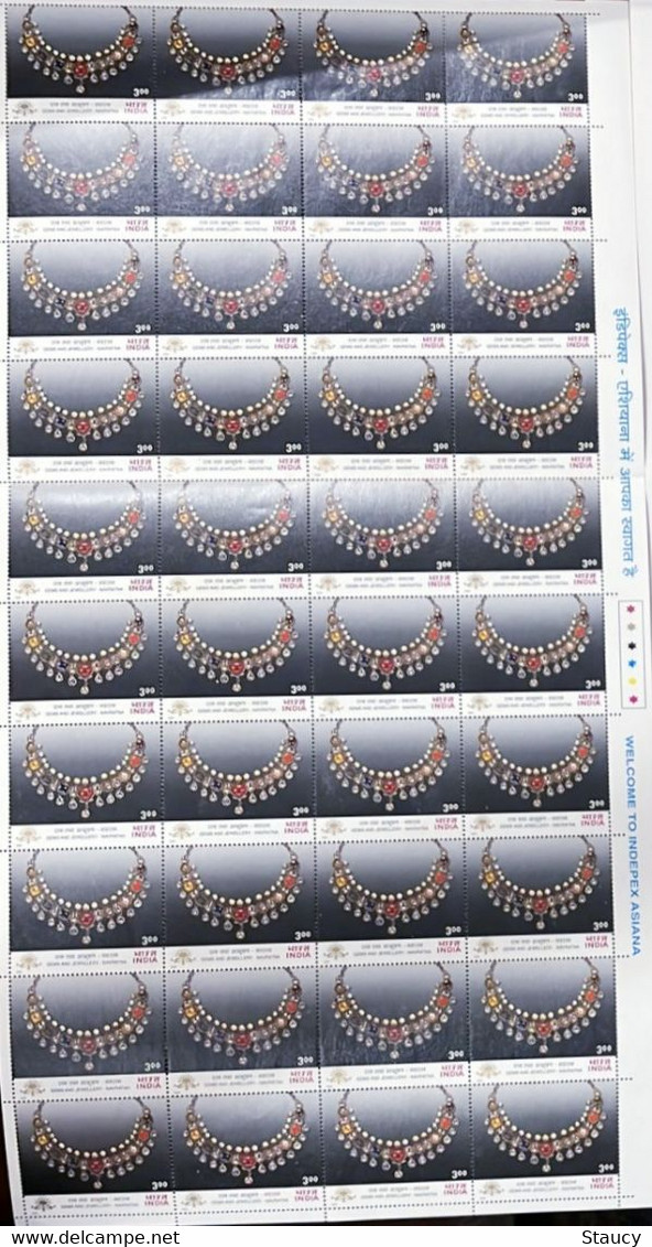 INDIA 2000 Indepex-Asiana, Gems And Jewellery Series, Navratna Gems Neclace, Mineral, Complete Sheet Of MNH As Per Scan - Altri & Non Classificati