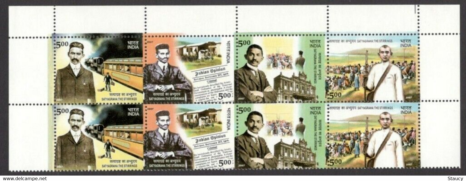 India 2007 Centenary Of Satyagraha "MAHATMA GANDHI" 2 Complete Sets Of 4's Stamps MNH As Per Scan - Autres & Non Classés