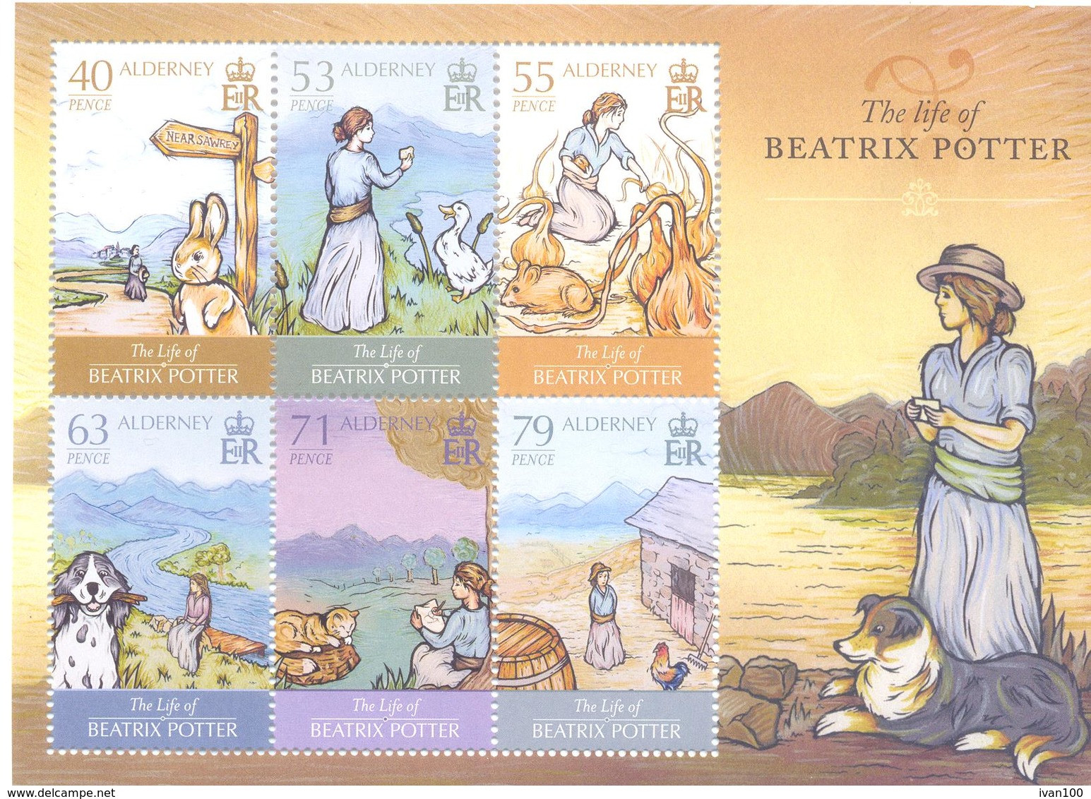 2013. Alderney, The Life Of Beatrix Potter, S/s, Mint/** - Alderney