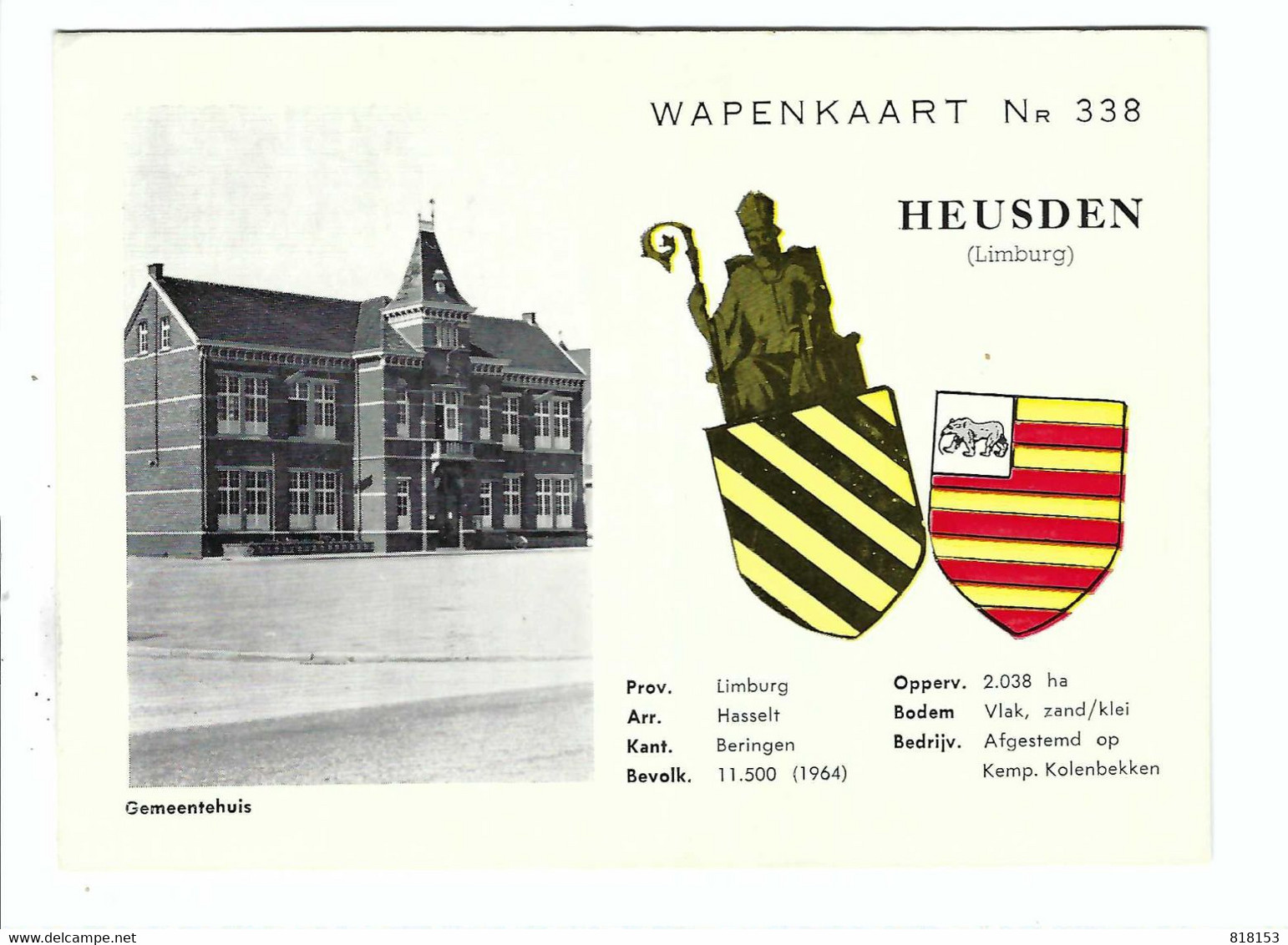 HEUSDEN (Limburg)  WAPENKAART Nr  338 - Heusden-Zolder