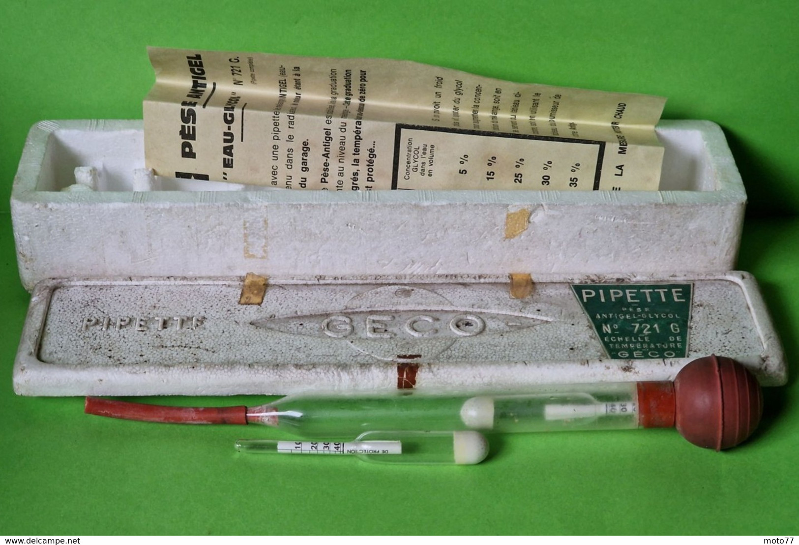 Ancien OUTIL Spécial GECO - Pipette PÈSE Antigel Batterie Véhicules - Verre Plastique -" Laissé Dans Son Jus "-vers 1960 - Otros Aparatos