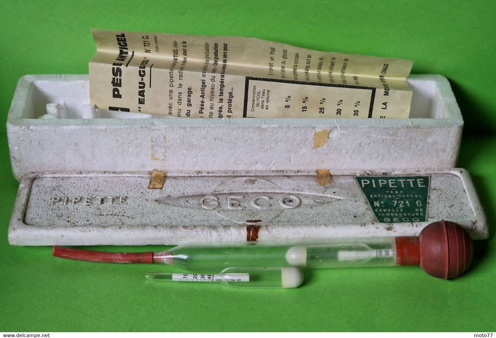 Ancien OUTIL Spécial GECO - Pipette PÈSE Antigel Batterie Véhicules - Verre Plastique -" Laissé Dans Son Jus "-vers 1960 - Other Apparatus