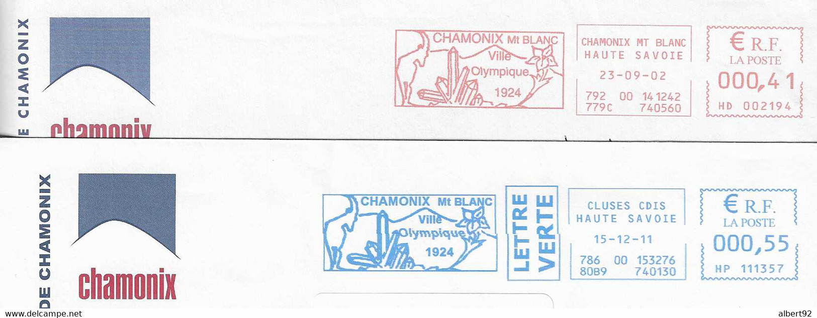 2002/ 2011 Deux EMA "Chamonix Ville Olympique 1924":(Mairie) (n° HD 002194 Et HP 111357) - Invierno 1924: Chamonix